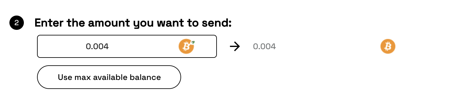 Rbtc amount to send input