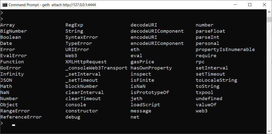 Geth list commands